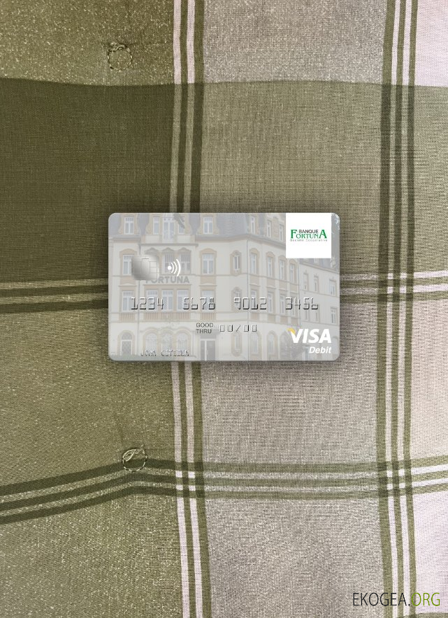 Photolook de la carte de débit visa Luxembourg Banque Fortuna avant